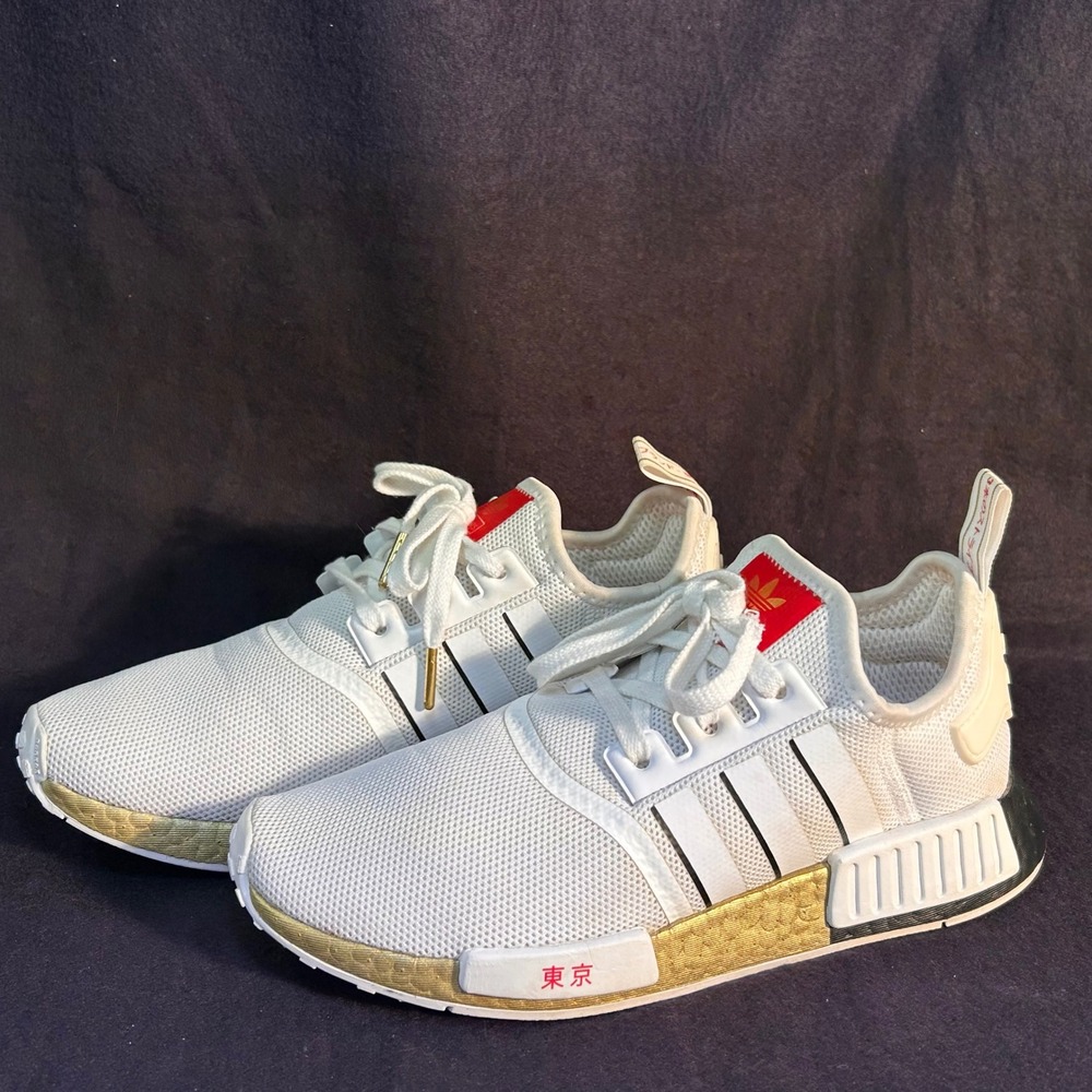 Adidas Originals NMD_R1 Tokyo White Gold Red FY1159 Men's 8.5 Olympic Tokyo Pack